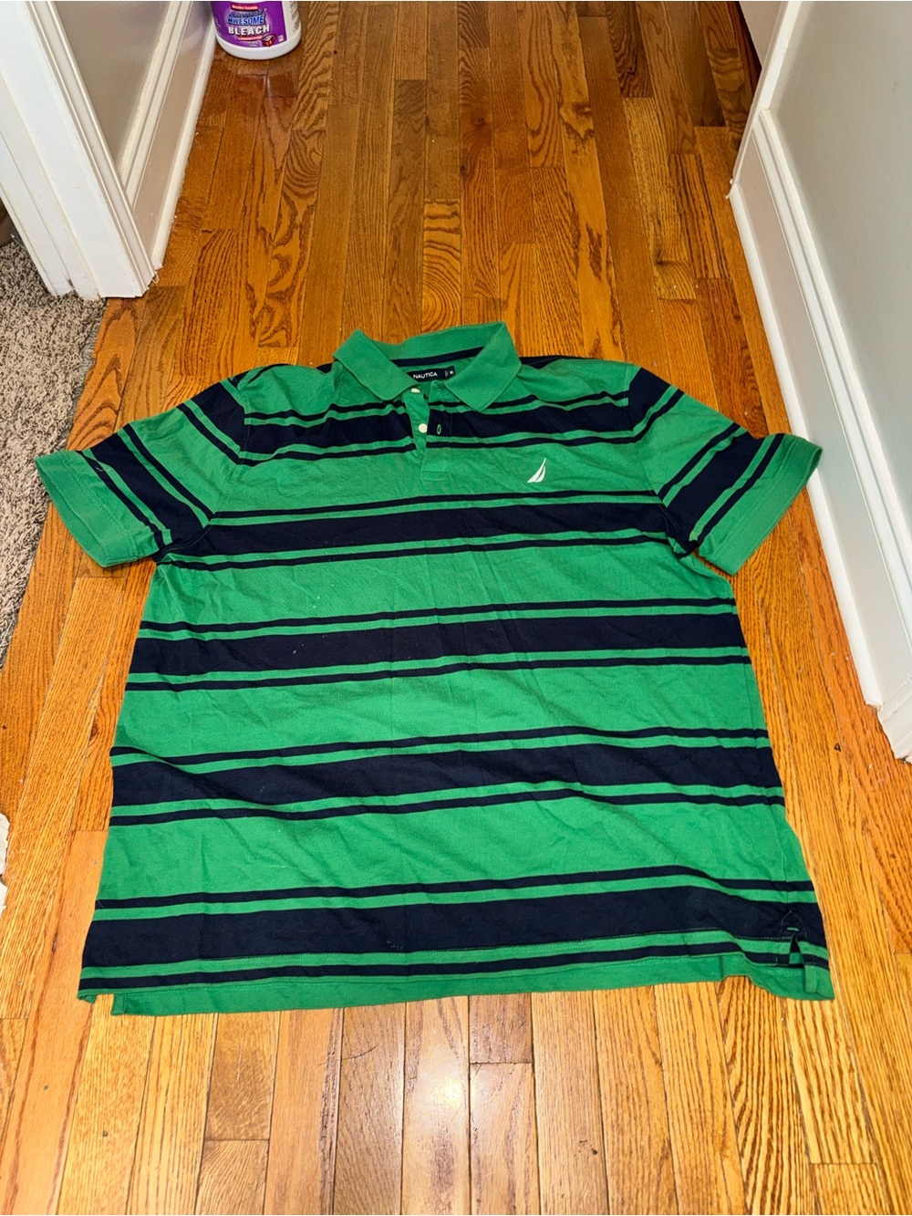 Nautica Green and Navy Horizontal Stripe Polo